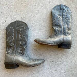 Nocona Gray Leather Cowboy Boots 9.5D 4720 Western Festival Rodeo Streetwear
